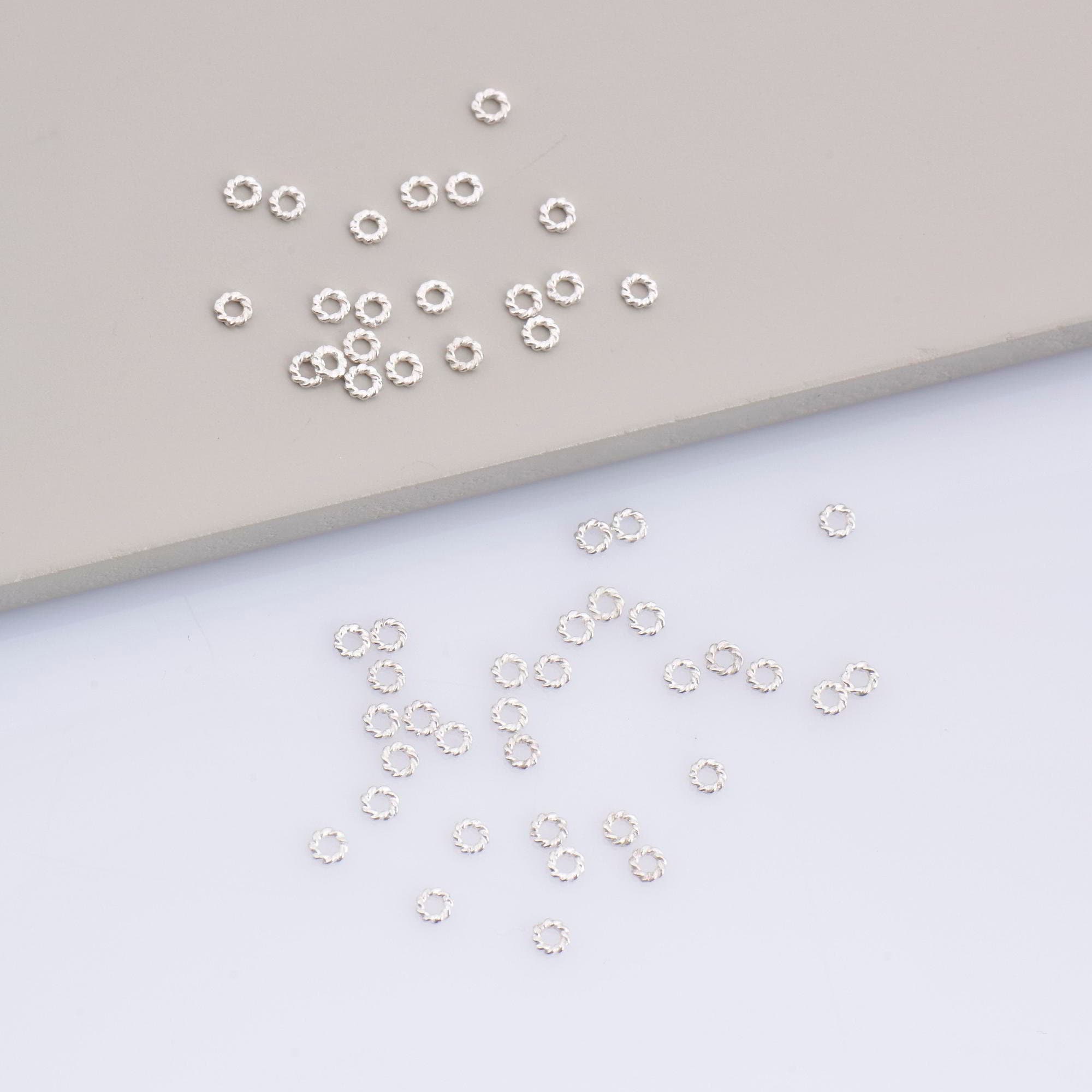 925 Silver 40 Pcs Closed Rope Jump Rings, Sterling Silver Rope Design Jump Rings, Small Closed Rope Rings Seperator, Jewelry Findings, M70