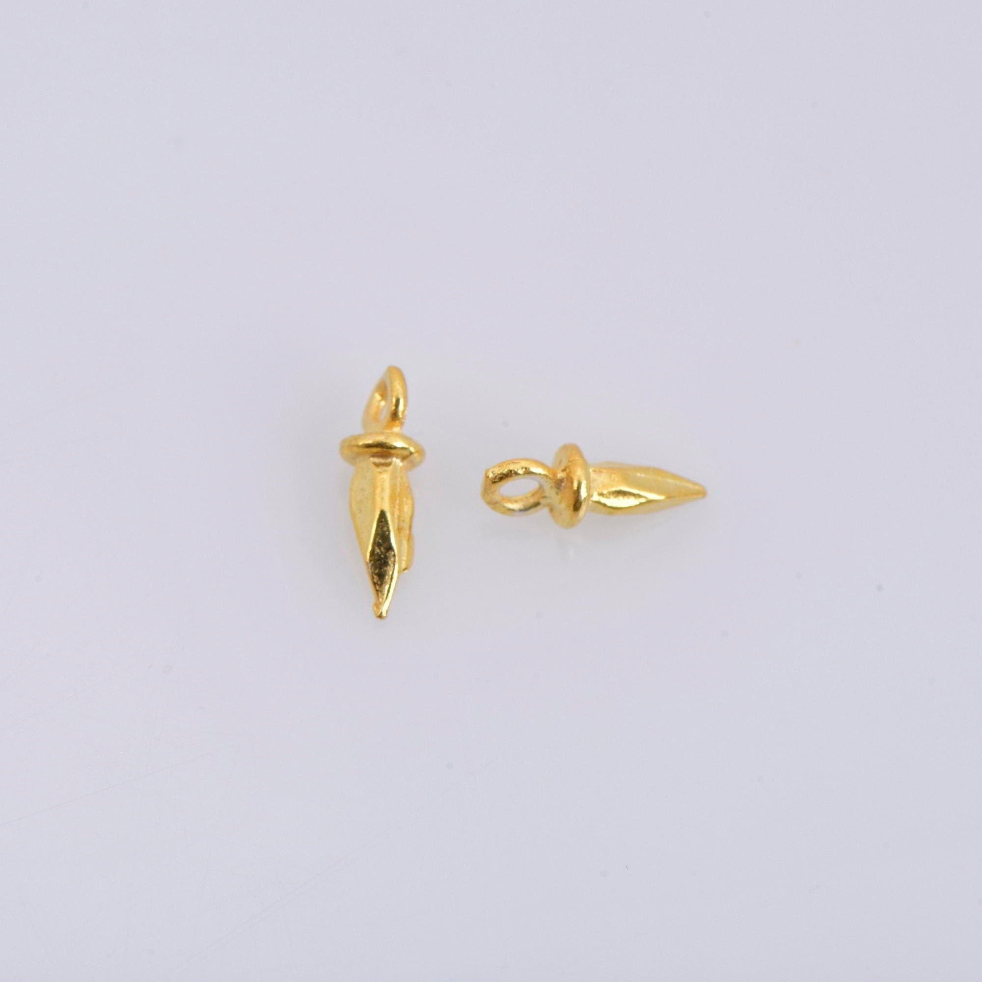 24K Gold Vermeil 8 Pcs Spike Dangle Charm, 925 Solid Silver Faceted Spike Charm, 24K Gold Plated Cone Dangles, Jewelry Making Findings, VM72