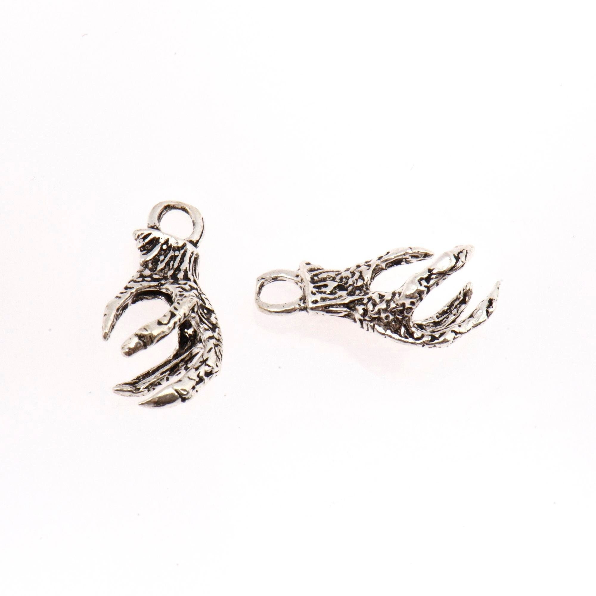 925 Sterling Silver Eagle Claws, Antique Silver Dragons Claw Charms, Oxidized Solid Silver Eagle Claw Pendants, Jewelry Making Findings, M73