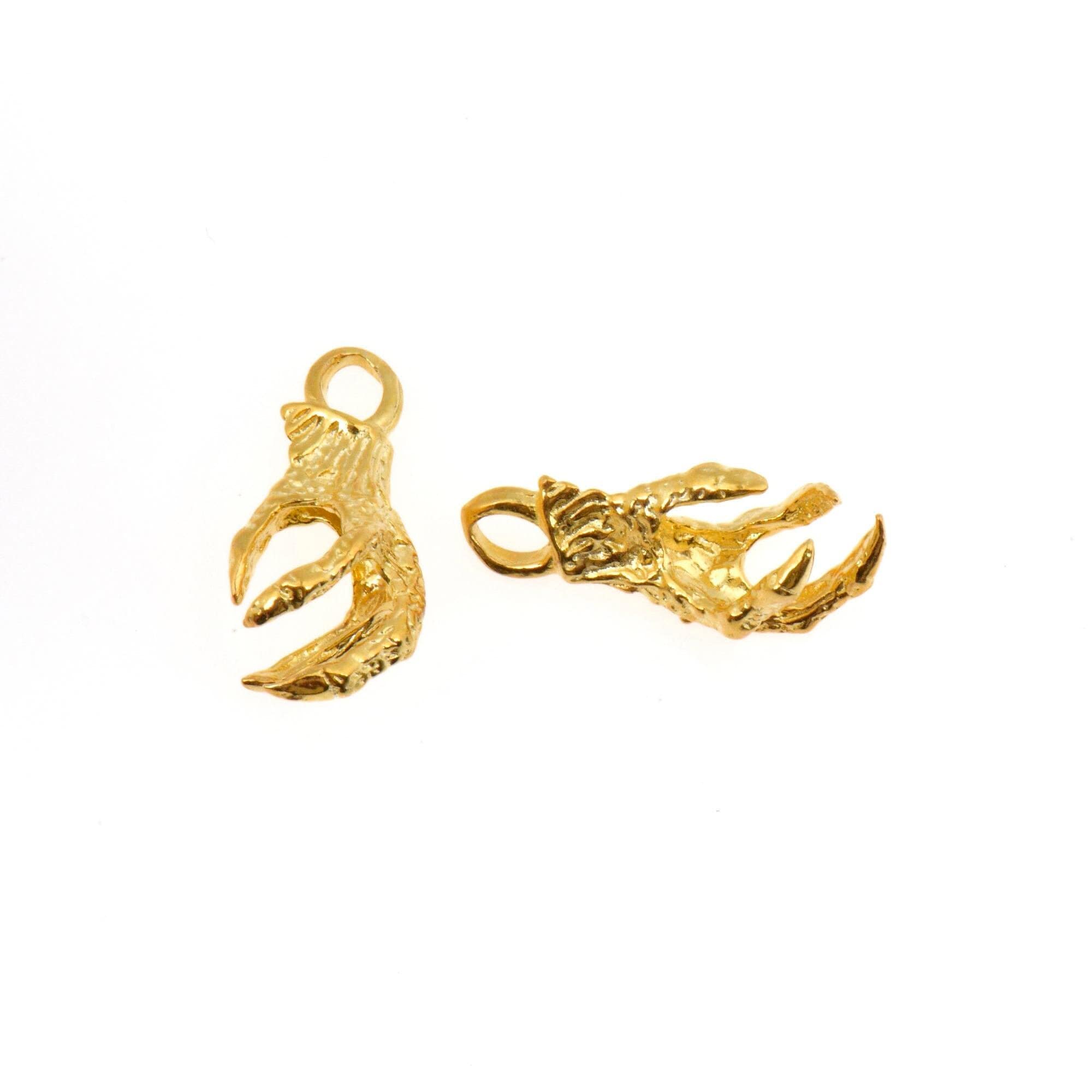 24K Gold Vermeil Eagle Claws, 925 Solid Silver Dragons Claw Charms, 24K Gold Plated Eagle Claw Pendant, Jewelry Making Findings, VM73