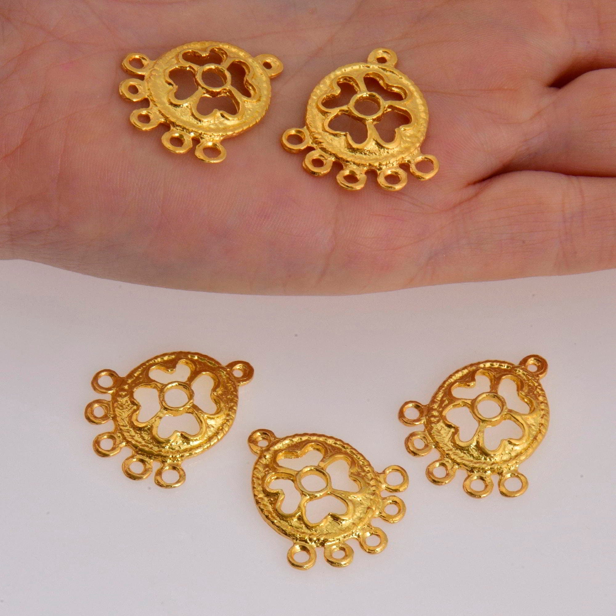 925 Sterling Silver &amp; 24K Gold Vermeil Chandelier Component for Earring, Pendants, Chandelier Connector, Jewelry Findings, SV4/S4