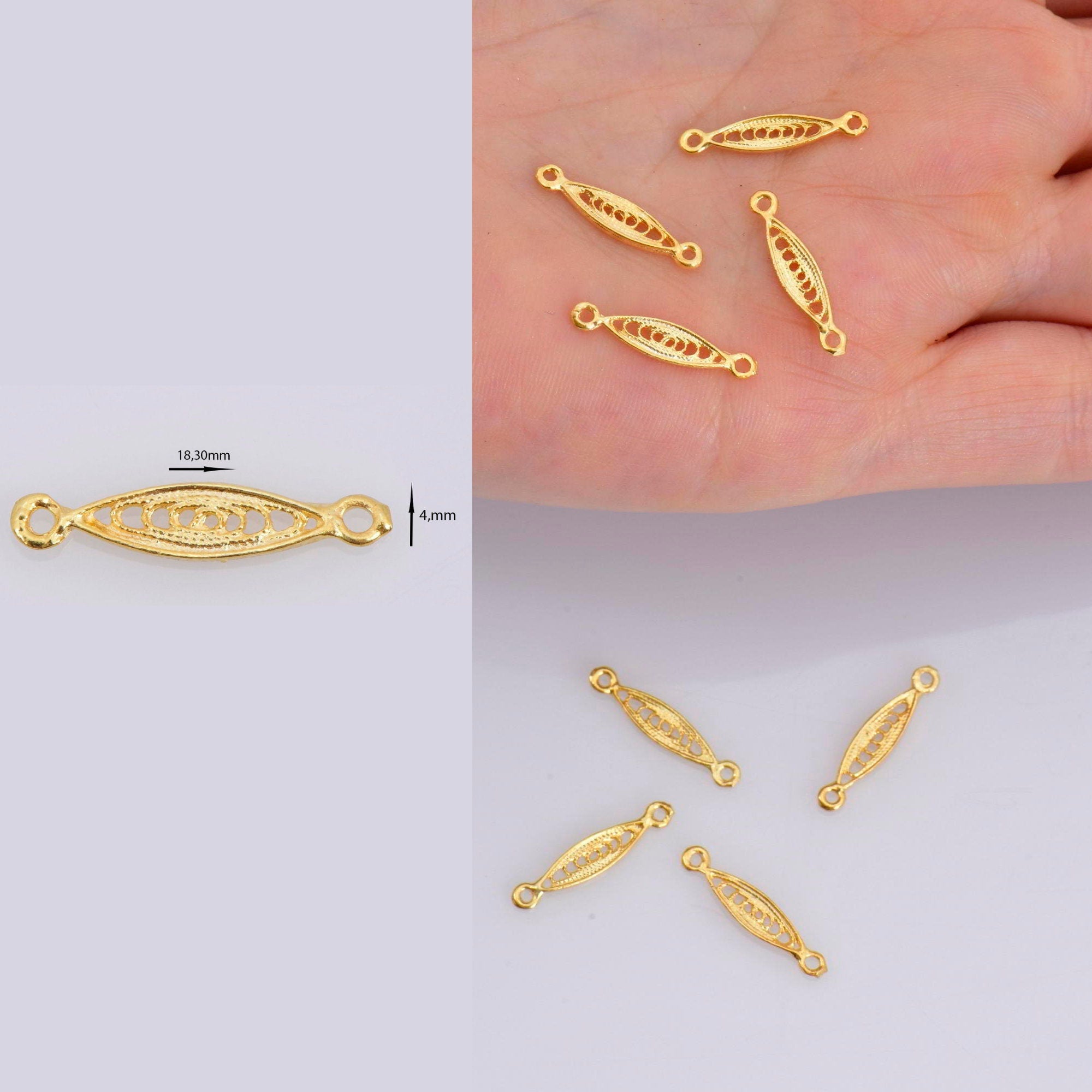 24K Gold Vermeil Filigree Connectors, 925 Silver Vintage Connectors, 24K Gold Plated Special Design Connector, Jewelry Making Findings, VM71