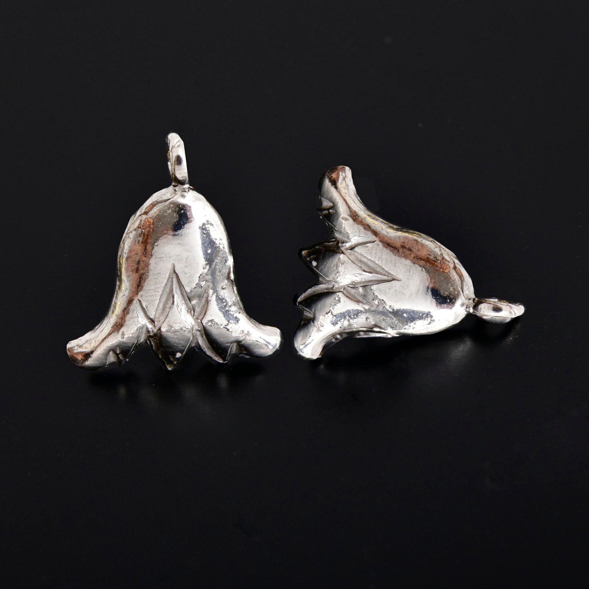 925 Sterling Silver Flower Earring Posts, Solid Silver Tulip Stud Earrings With Loop, Earring Stud Components, Jewelry Making Findings, S22
