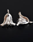 925 Sterling Silver Flower Earring Posts, Solid Silver Tulip Stud Earrings With Loop, Earring Stud Components, Jewelry Making Findings, S22