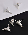 925 Sterling Silver Flower Earring Posts, Solid Silver Tulip Stud Earrings With Loop, Earring Stud Components, Jewelry Making Findings, S22