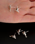925 Sterling Silver Flower Earring Posts, Solid Silver Tulip Stud Earrings With Loop, Earring Stud Components, Jewelry Making Findings, S22