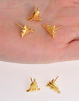 24K Gold Vermeil Flower Earring Posts, 925 Solid Silver Tulip Stud Earrings With Loop, Earring Stud Components, Jewelry Findings, S22V