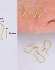 24K Gold Vermeil Ear Wires, 24K Gold Plated Earring Hooks, 925 Solid Silver Ear Wires, Earrings Making Supply, Jewelry Making Findings, VM37