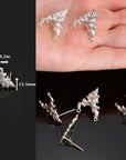 24K Gold Vermeil & 925 Silver Flower Earring Posts, Silver Leaf Stud Earrings with Hoops, Jewelry Making Findings, S42V/S42