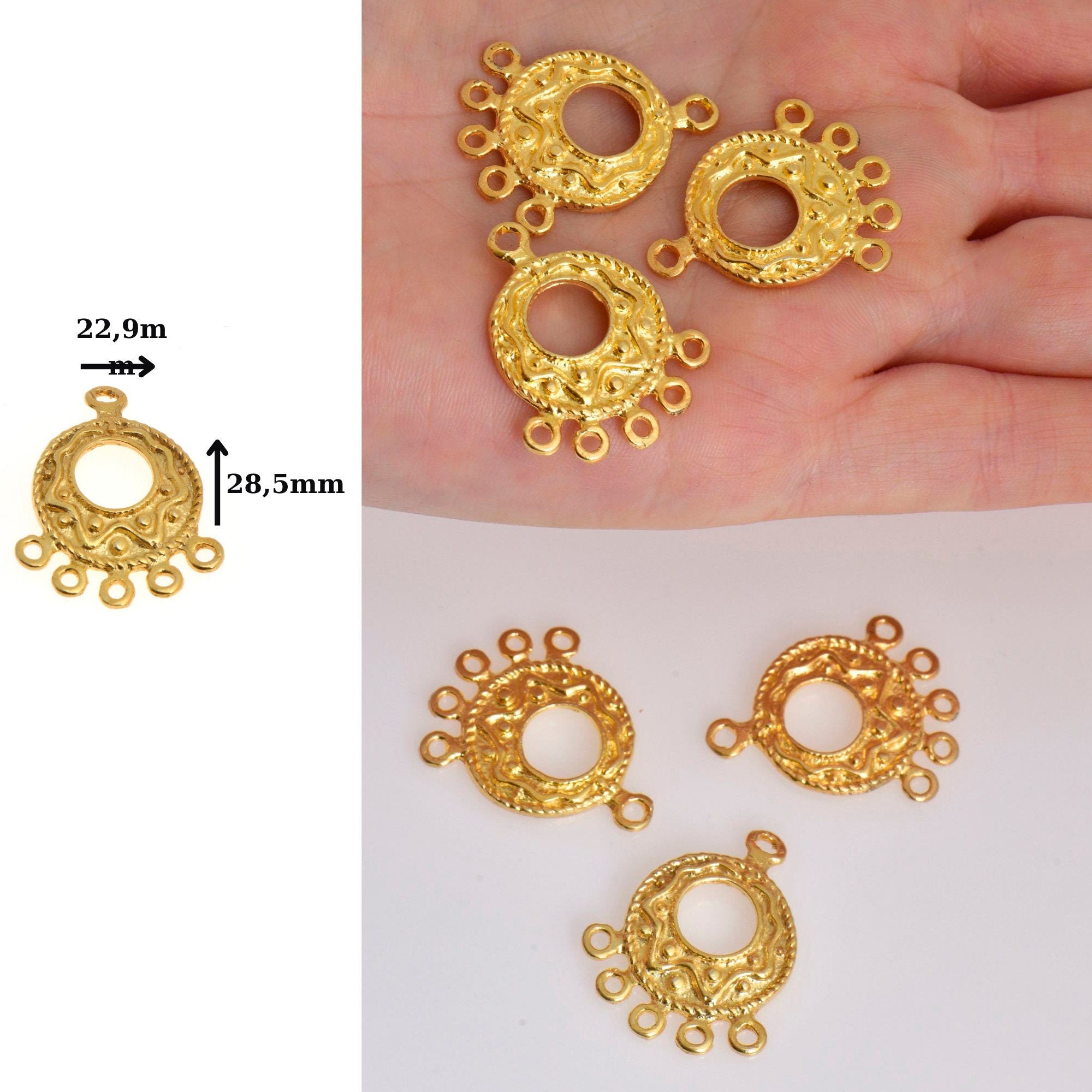 925 Sterling Silver &amp; 24K Gold Vermeil Chandelier Component for Earring, Pendant, Chandelier Connector, Jewelry Finding, SV45/S45