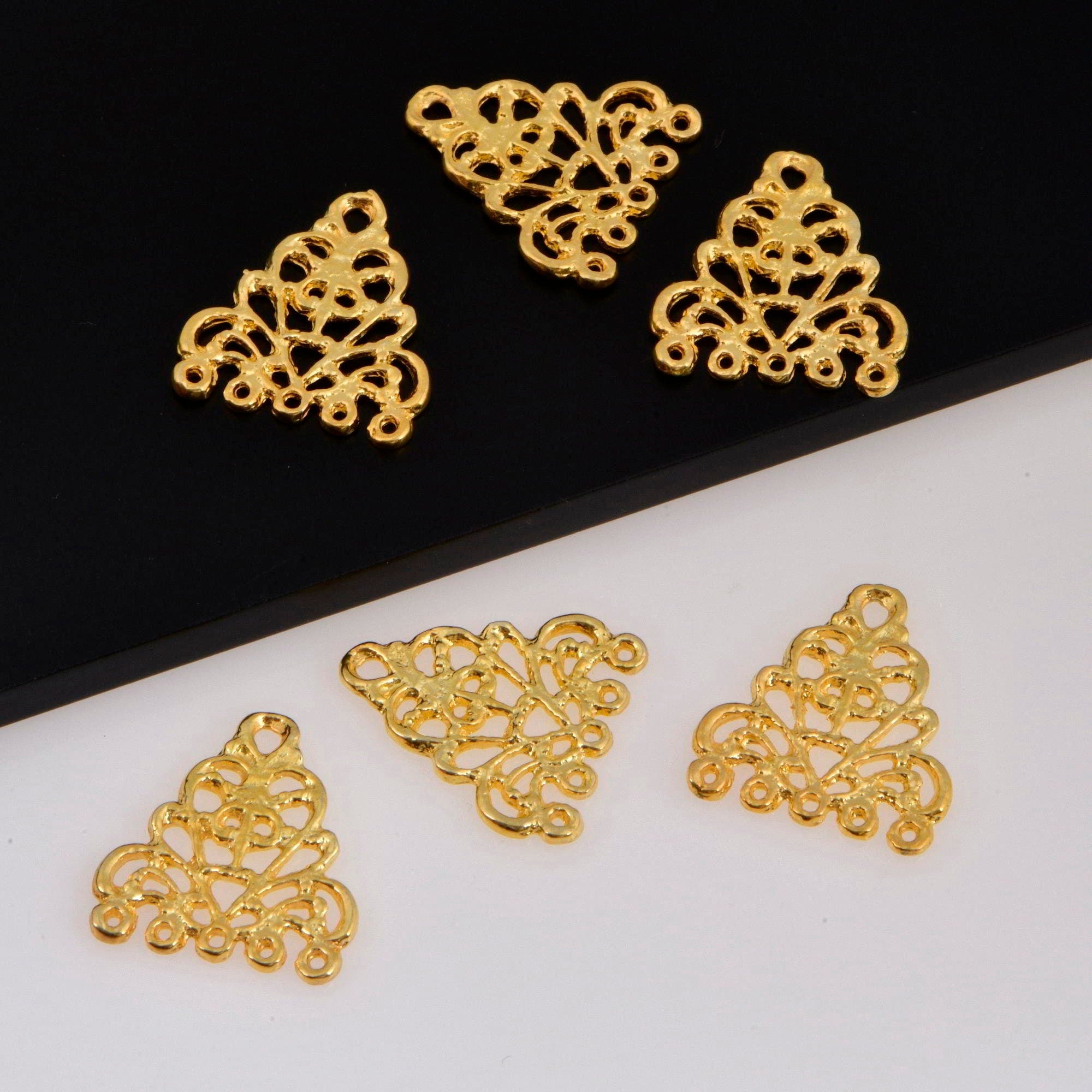 24K Gold Vermeil Chandelier Earring Component, Pendants, Gold Plated 925 Sterling Silver Chandelier Connectors, Jewelry Findings, S49V