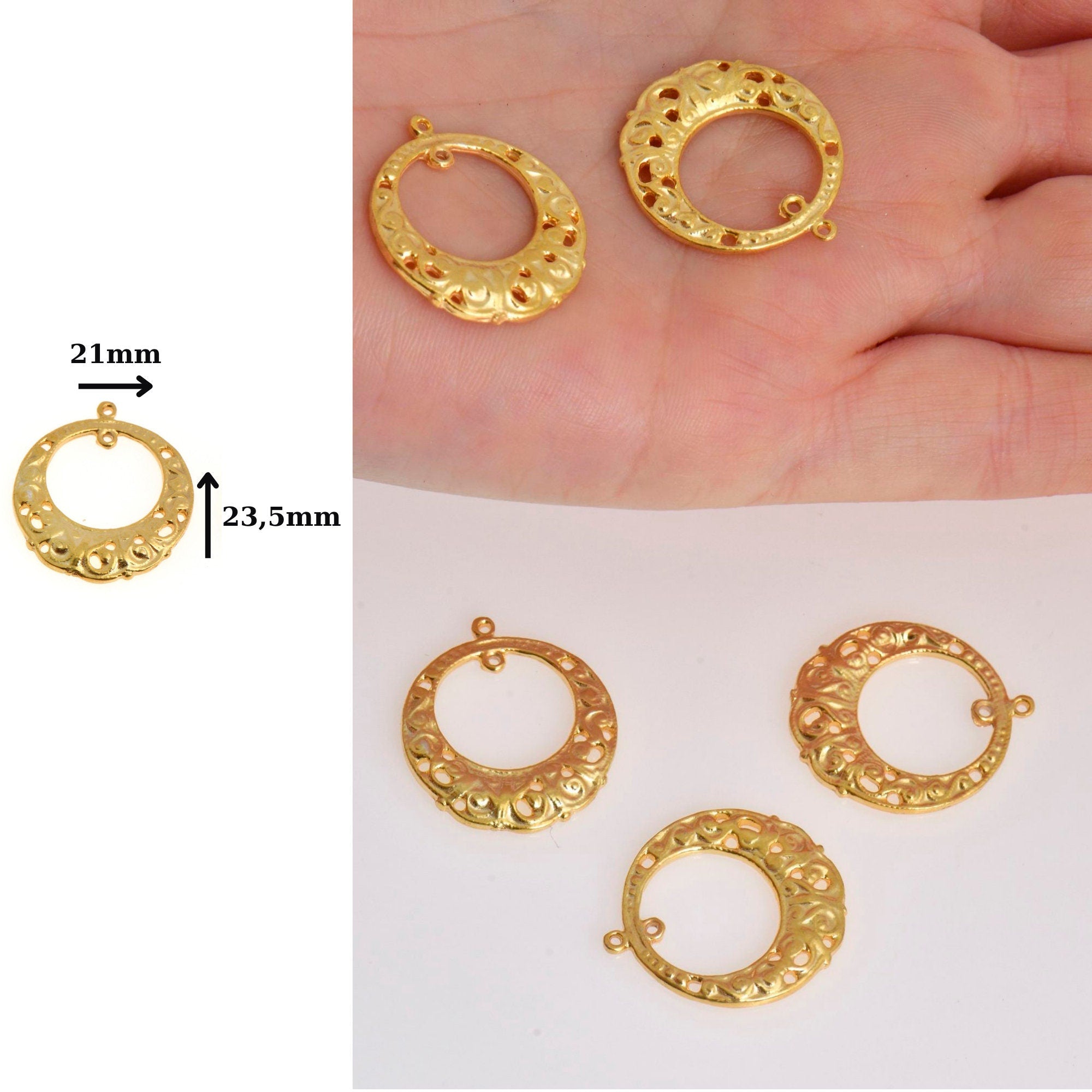 24K Gold Vermeil Chandelier Earring Component, Pendants, Gold Plated 925 Sterling Silver Chandelier Connectors, Jewelry Findings, S53V