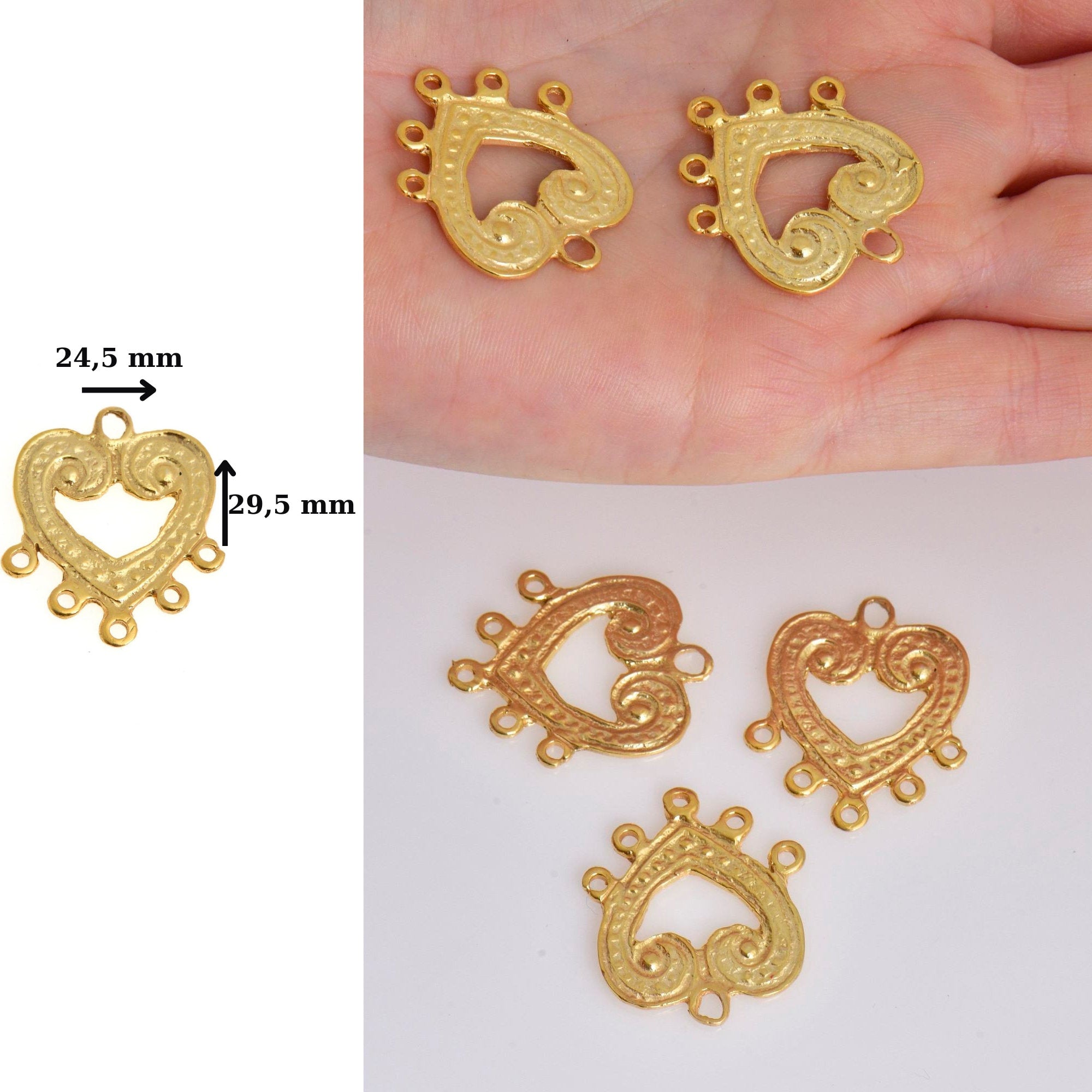 925 Sterling Silver &amp; 24K Gold Vermeil Chandelier Component for Earring, Pendant, Chandelier Connector, Jewelry Finding, SV55/S55
