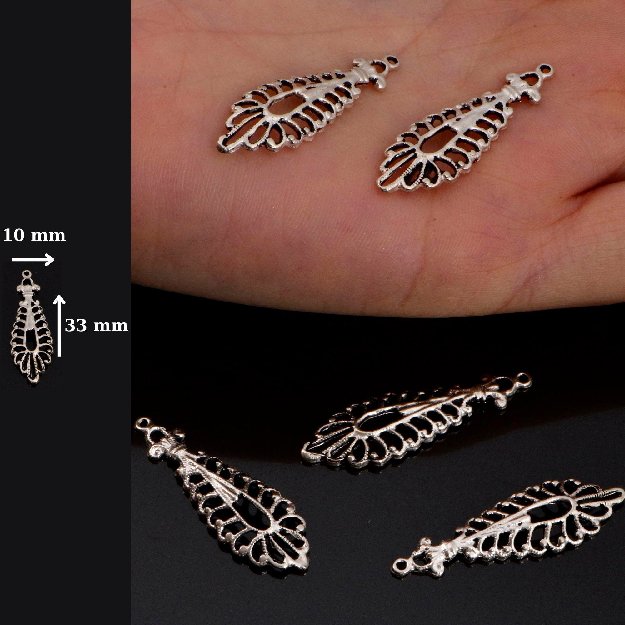 925 Sterling Silver & 24K Gold Vermeil Chandelier Component for Earring, Chandelier Connector, Chandelier Shape Jewelry Findings, SV1/S1