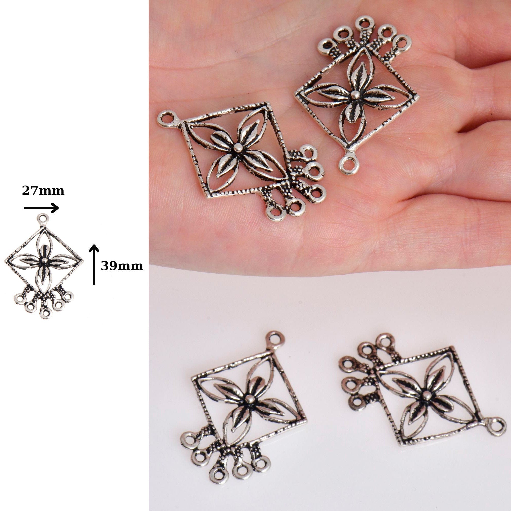 925 Sterling Silver & 24K Gold Vermeil Chandelier Component for Earring, Pendants, Chandelier Connector, Jewelry Findings, SV8/S8