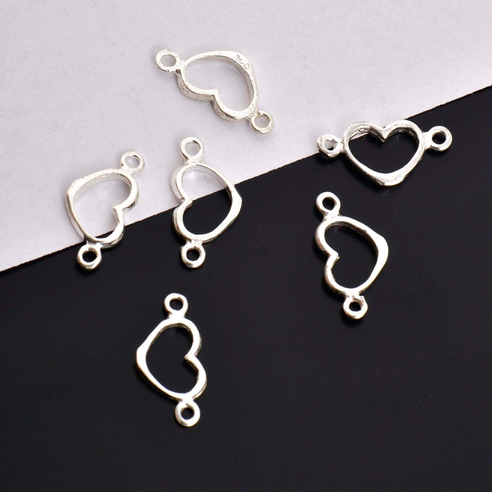 925 Sterling Silver & 24K Gold Vermeil Heart Connector Charms, Heart Shape Connector, Love Connector Charm, Jewelry Making, S19V/S19