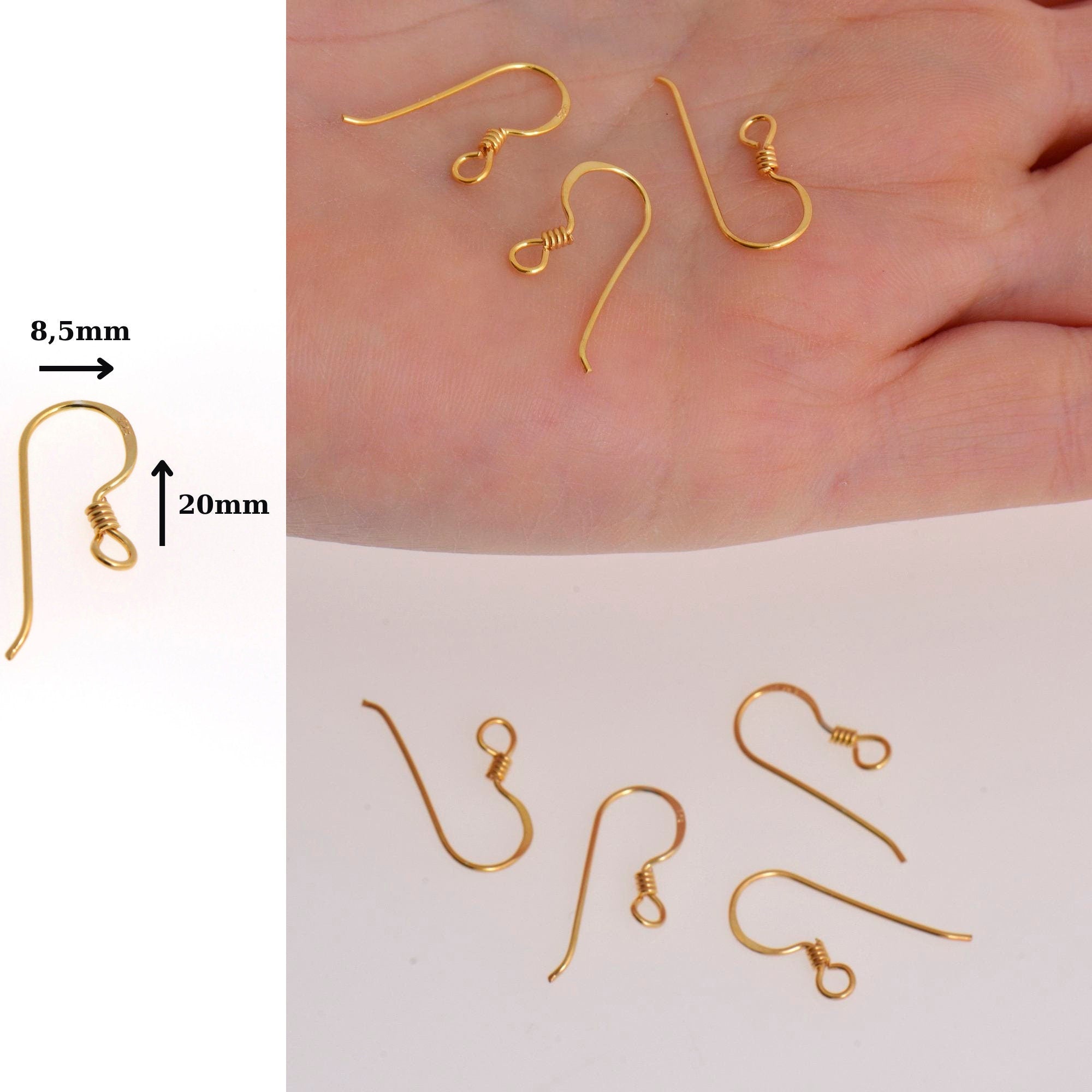 24K Gold Vermeil Very Economica Ear Wires, 24K Gold Plated Earring Hooks, 925 Silver Ball Ear Wires, Earrings Making Supply, S40V