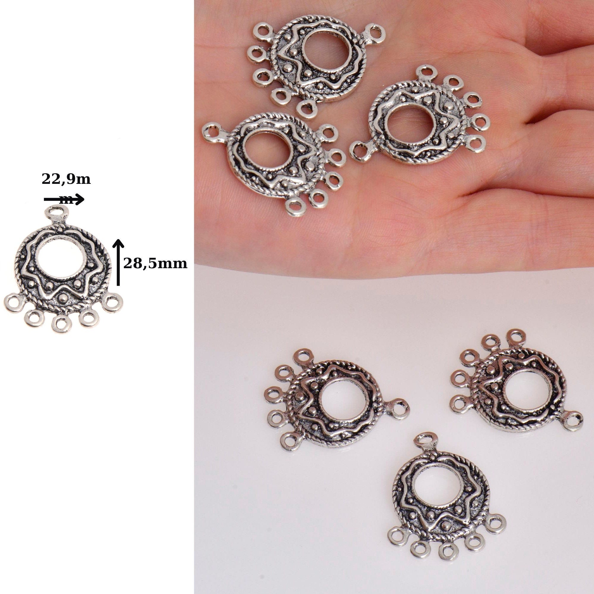 925 Sterling Silver &amp; 24K Gold Vermeil Chandelier Component for Earring, Pendant, Chandelier Connector, Jewelry Finding, SV45/S45