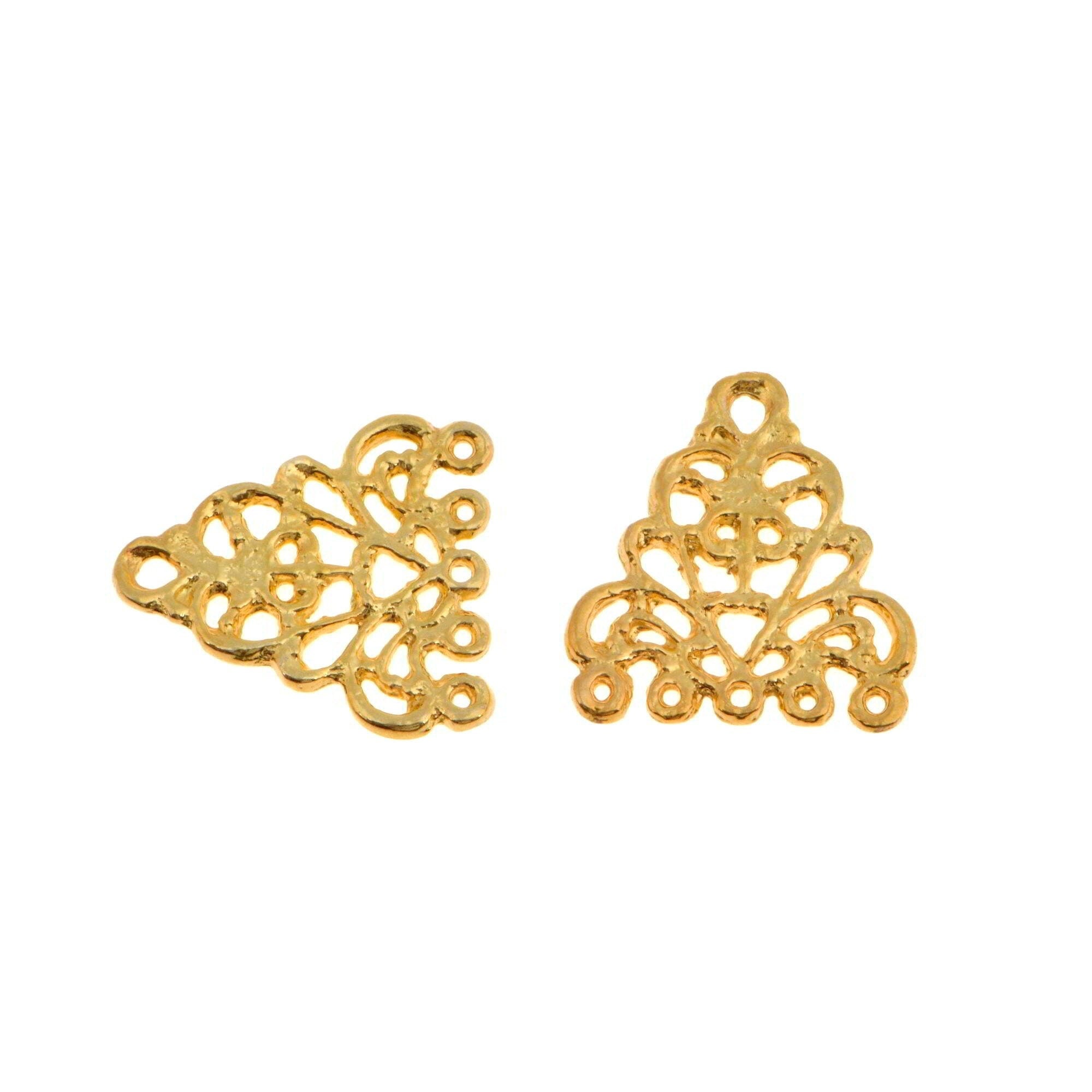 24K Gold Vermeil Chandelier Earring Component, Pendants, Gold Plated 925 Sterling Silver Chandelier Connectors, Jewelry Findings, S49V