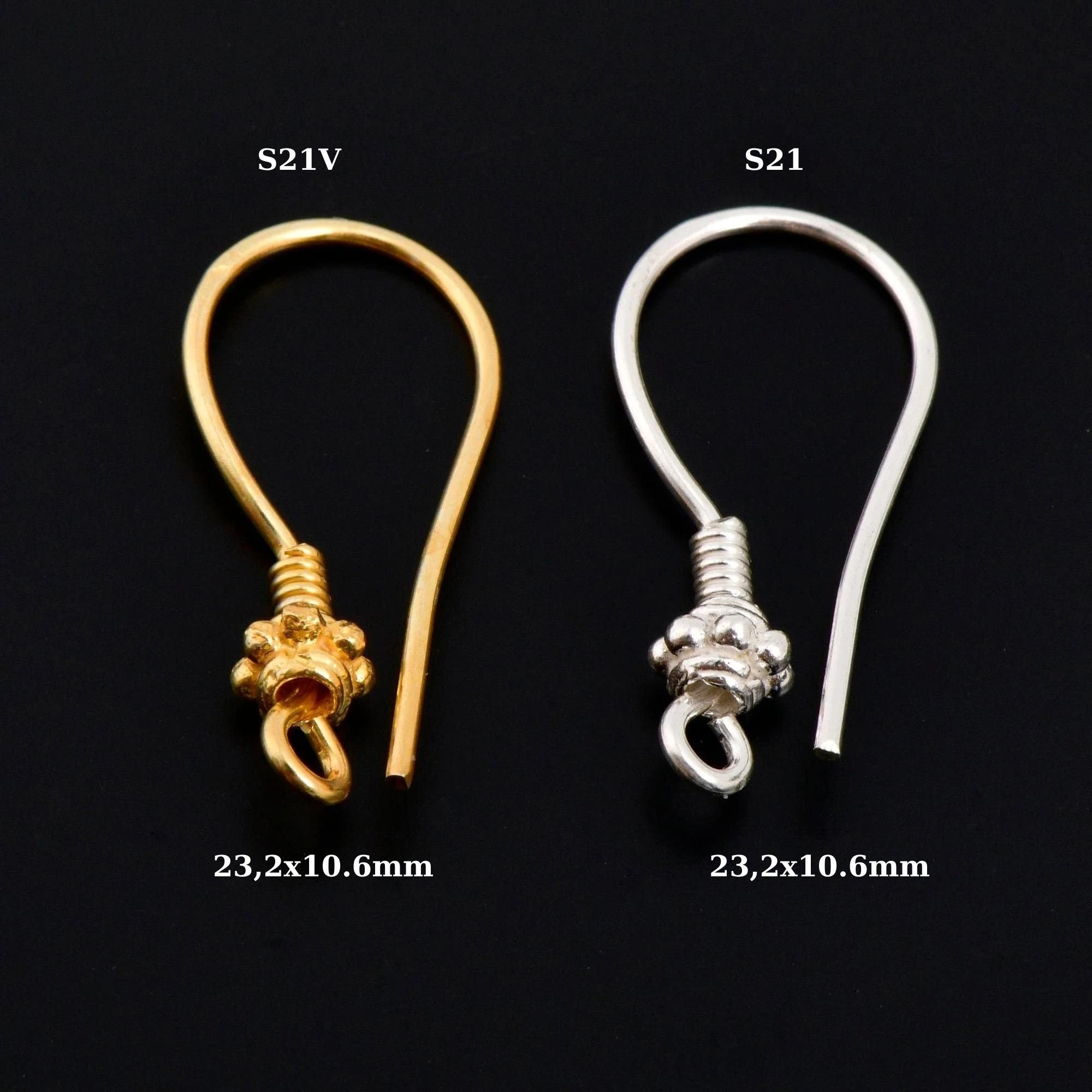 24K Gold Vermeil & 925 Sterling Silver Ear Wires, Earring Hooks, Ball Ear Wires, Earrings Making Supply, Jewelry Findings, S21V/S21