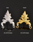 24K Gold Vermeil & 925 Silver Flower Earring Posts, Silver Leaf Stud Earrings with Hoops, Jewelry Making Findings, S42V/S42
