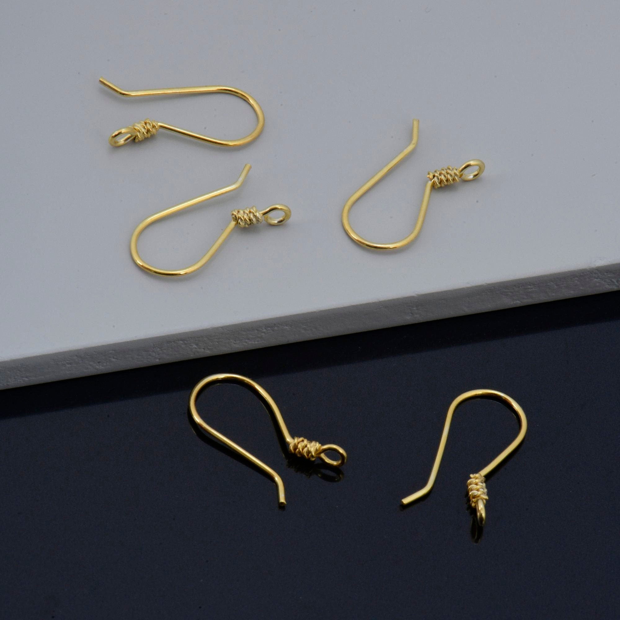 24K Gold Vermeil and 925 Silver Earrings, Plated Earring Hooks, Helix Earrings, Earring Making Supply, Jewelry Making Findings, M45/VM45