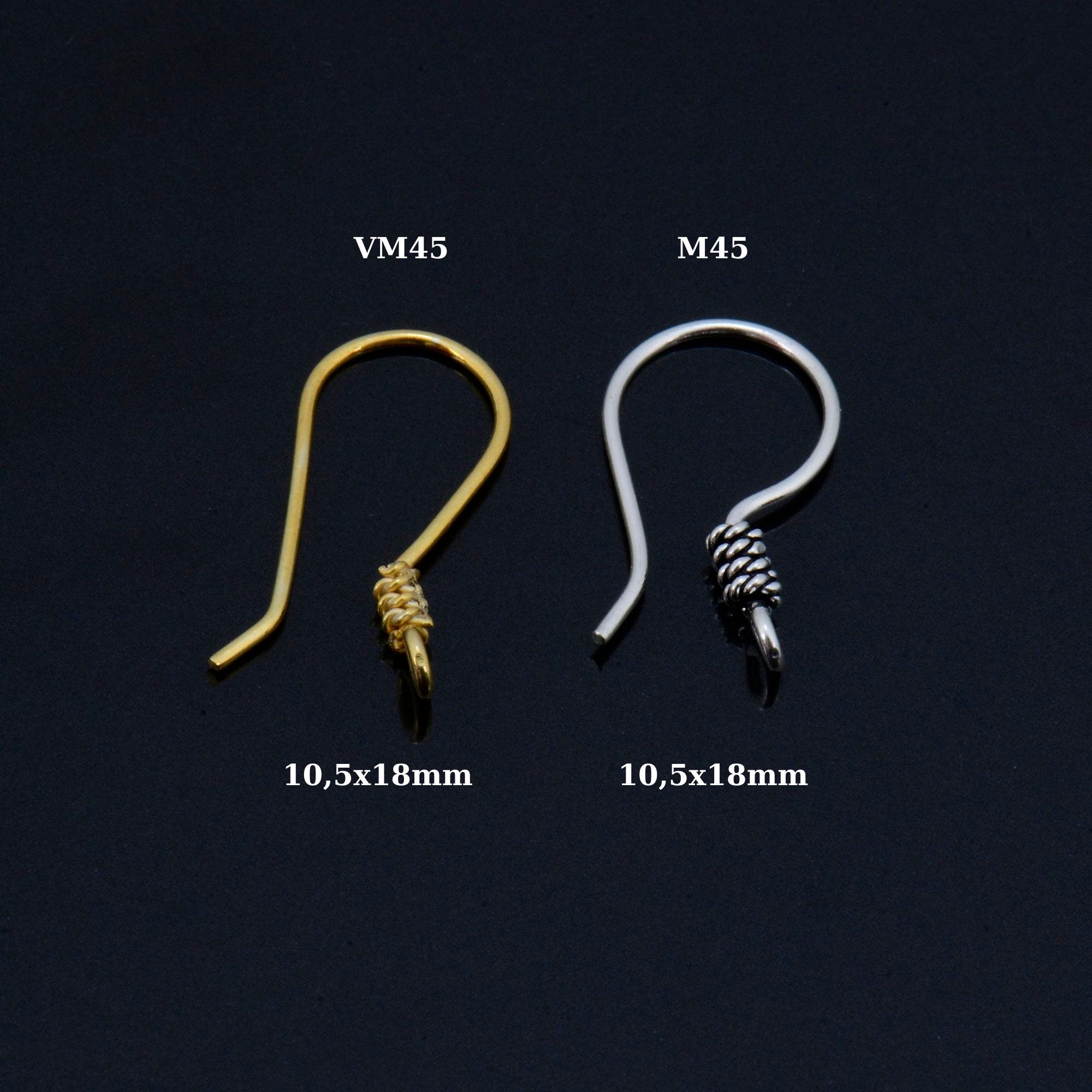 24K Gold Vermeil and 925 Silver Earrings, Plated Earring Hooks, Helix Earrings, Earring Making Supply, Jewelry Making Findings, M45/VM45