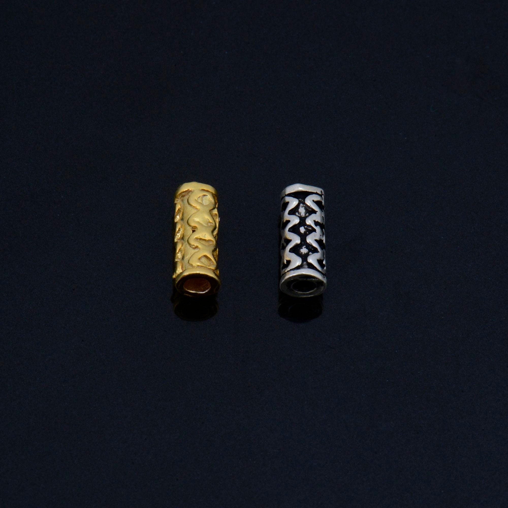 24K Gold Vermeil & 925 Silver Tube Beads, Gold Plated Tribal Tube Beads, Silver Spiral Tube Beads, Tube Beads For Jewelry Making, VM/M18
