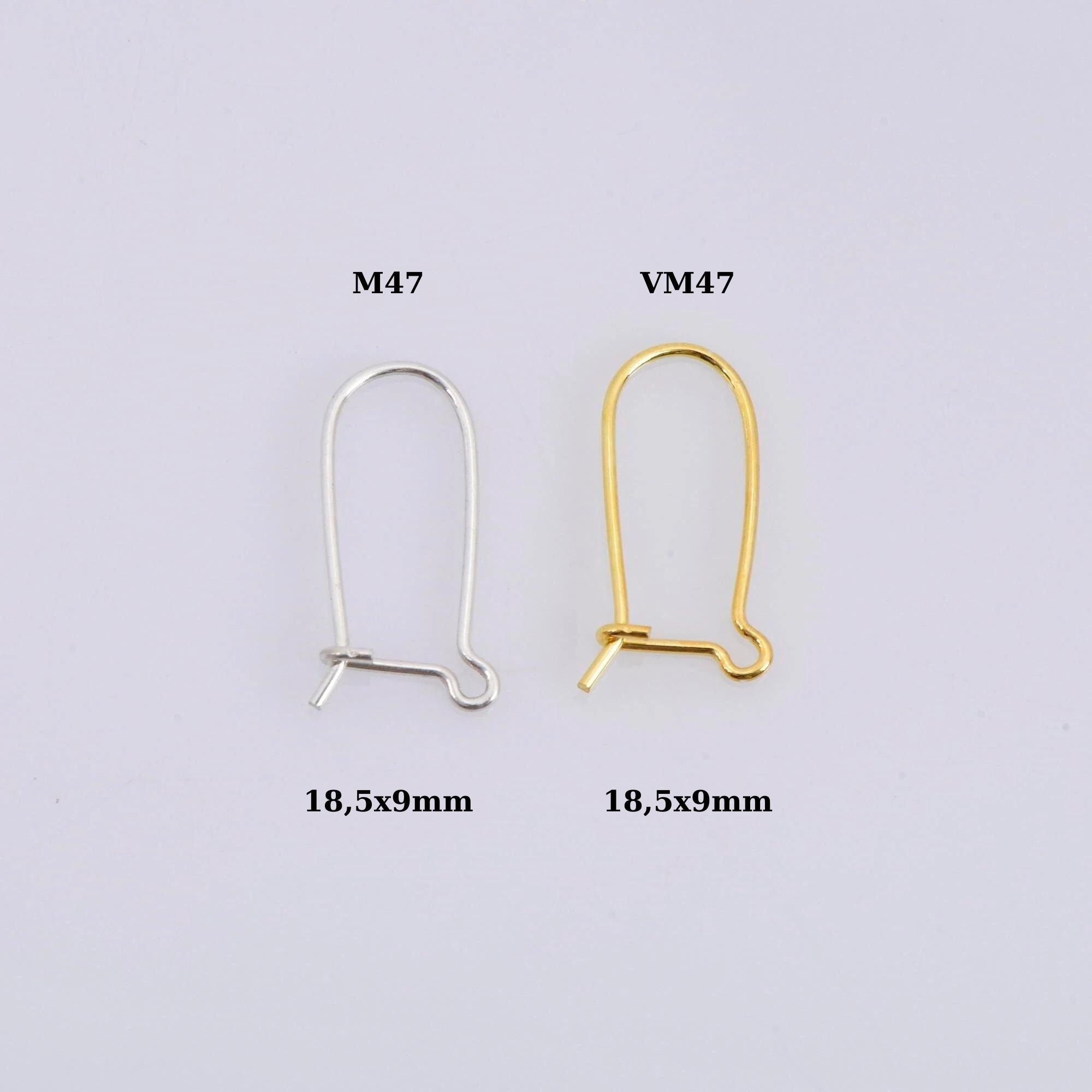 24K Gold Vermeil and 925 Silver Kidney Ear Wires, Kidney Earring Hooks, Earring Making Supply, Jewelry Making Findings, M47/VM47