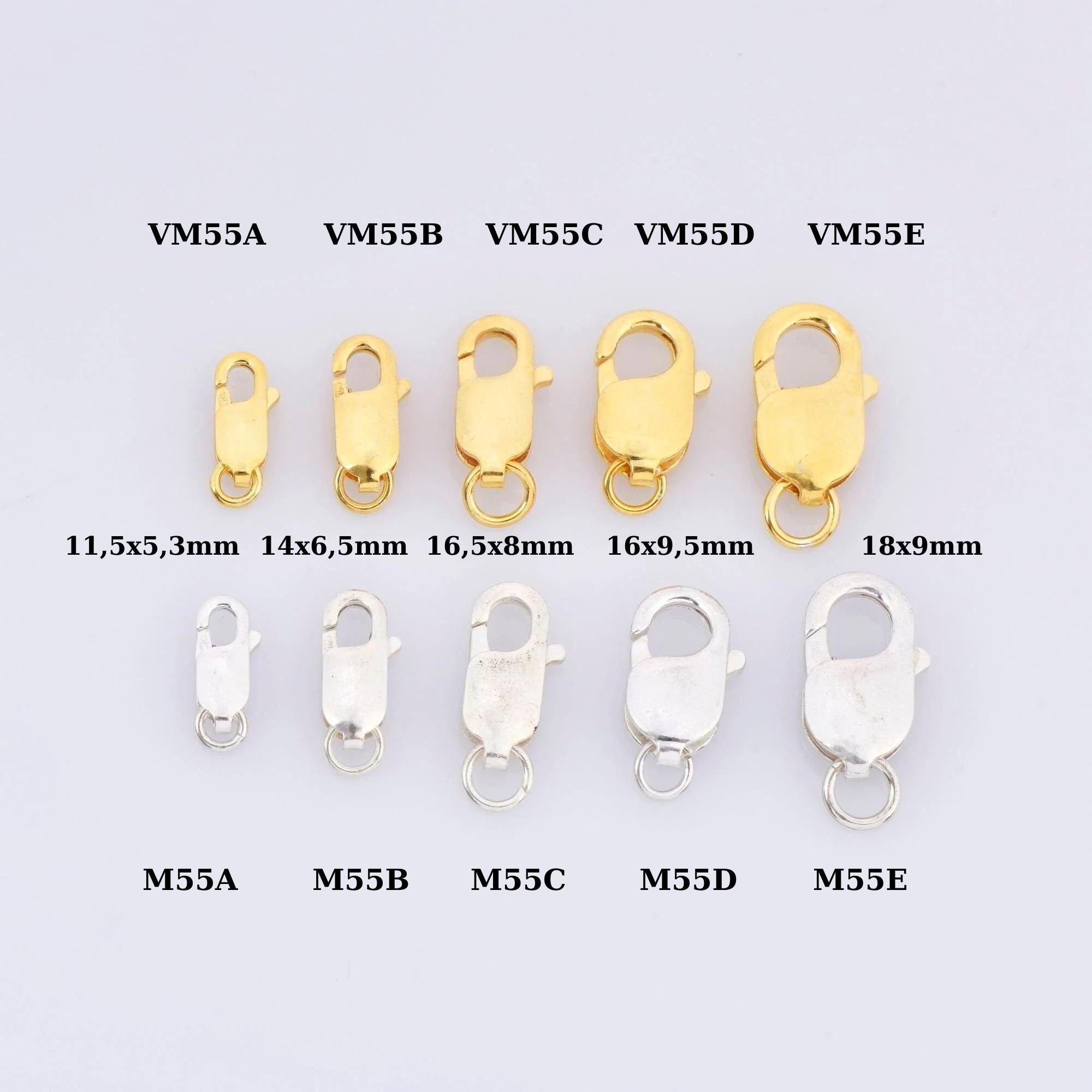 24K Gold Vermeil &amp; 925 Silver Lobster Clasp, Solid Silver Trigger Clasp, Gold Plated Spring Clasp, Jewelry Making Findings, M/VM55