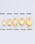 24K Gold Vermeil Lobster Clasp, 925 Solid Silver Trigger Clasp, Gold Plated Spring Clasp, Jewelry Supplies, Jewelry Making Findings, VM55A-E