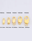 24K Gold Vermeil Lobster Clasp, 925 Solid Silver Trigger Clasp, Gold Plated Spring Clasp, Jewelry Supplies, Jewelry Making Findings, VM55A-E