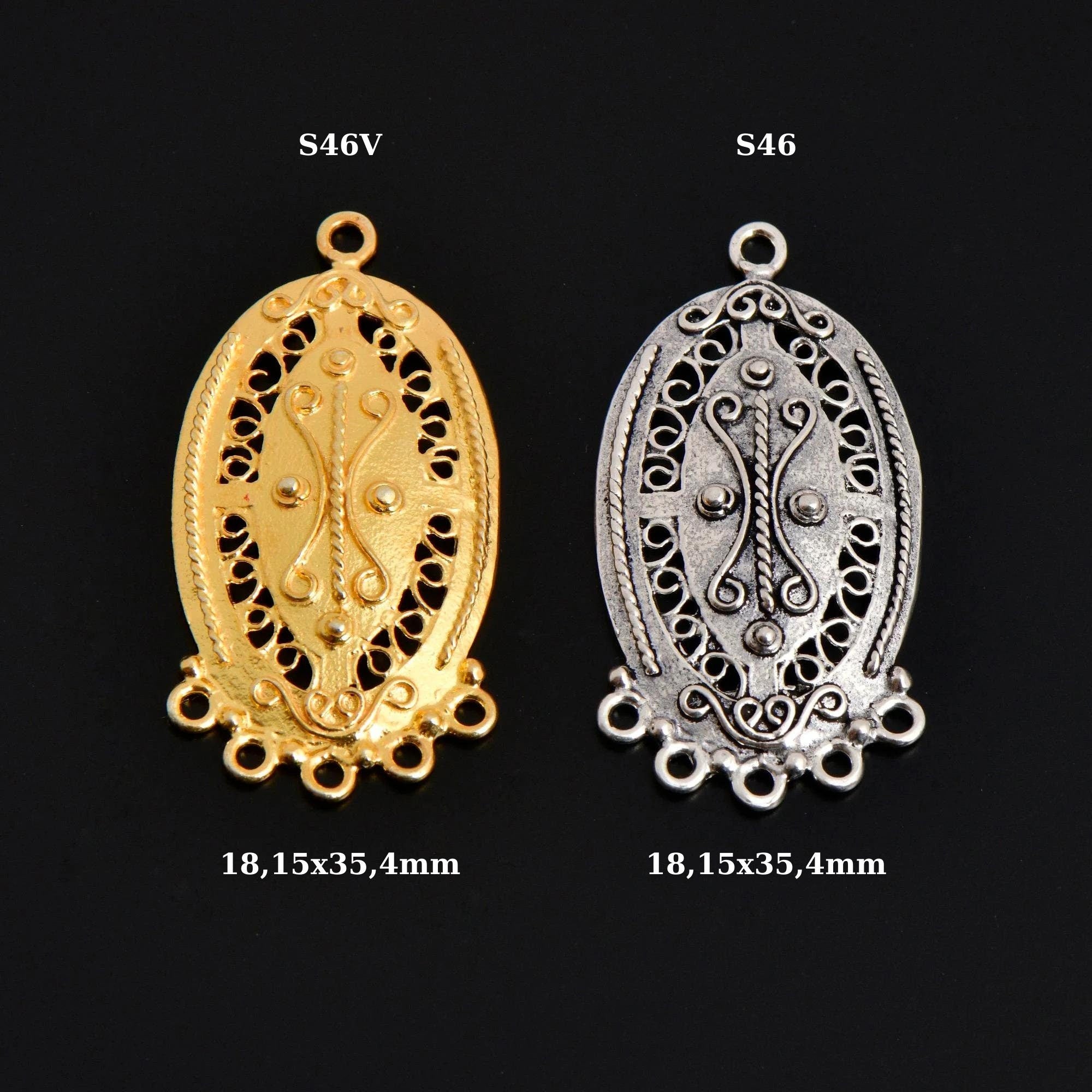 925 Sterling Silver & 24K Gold Vermeil Chandelier Component for Earring, Pendant, Chandelier Connector, Jewelry Finding, SV46/S46