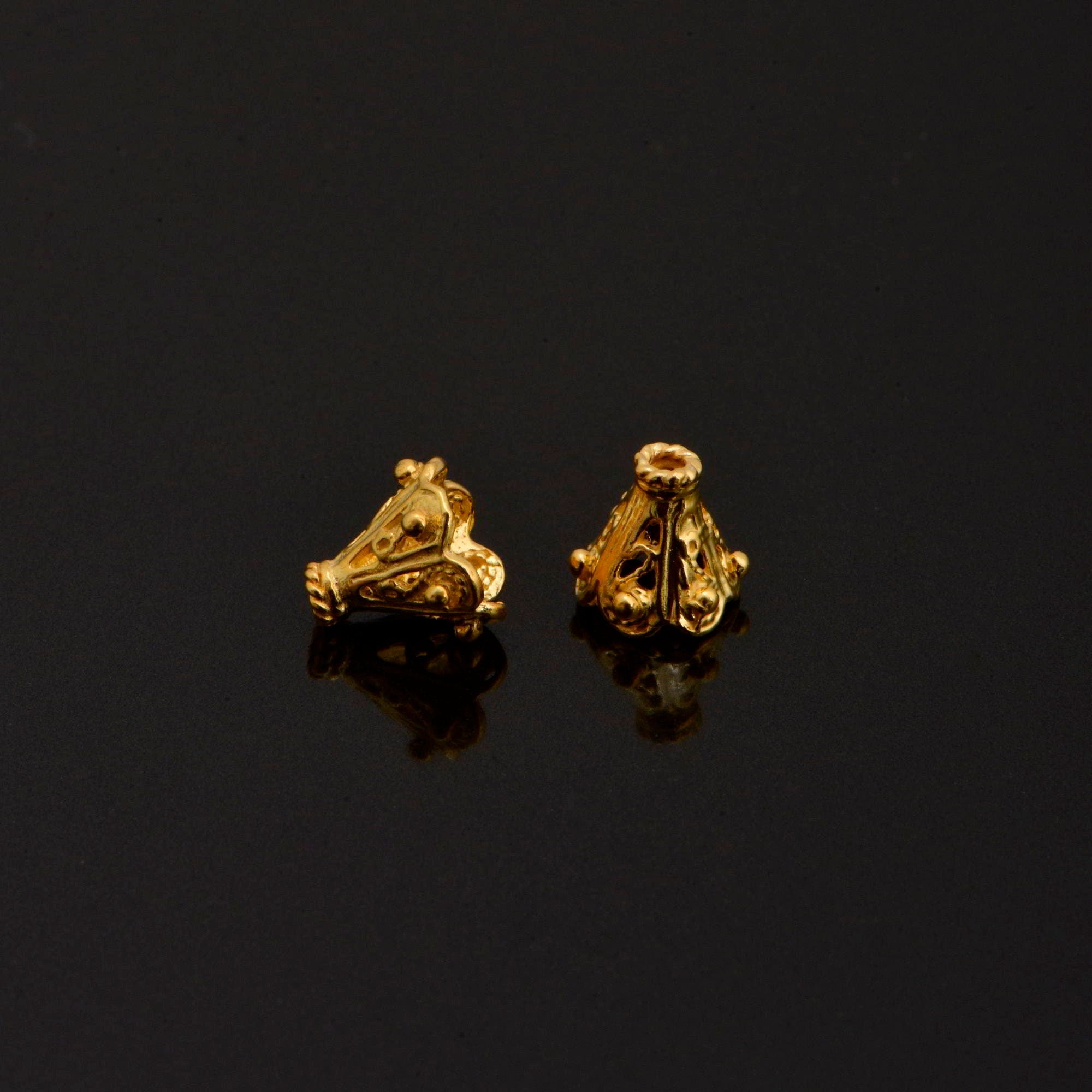 24K Gold Vermeil Filigree Bead Caps, Handmade Silver Bead Caps in 24K Gold, 925 Silver Bead Caps, Spacer Bead Caps, Jewelry Supplies, VM83