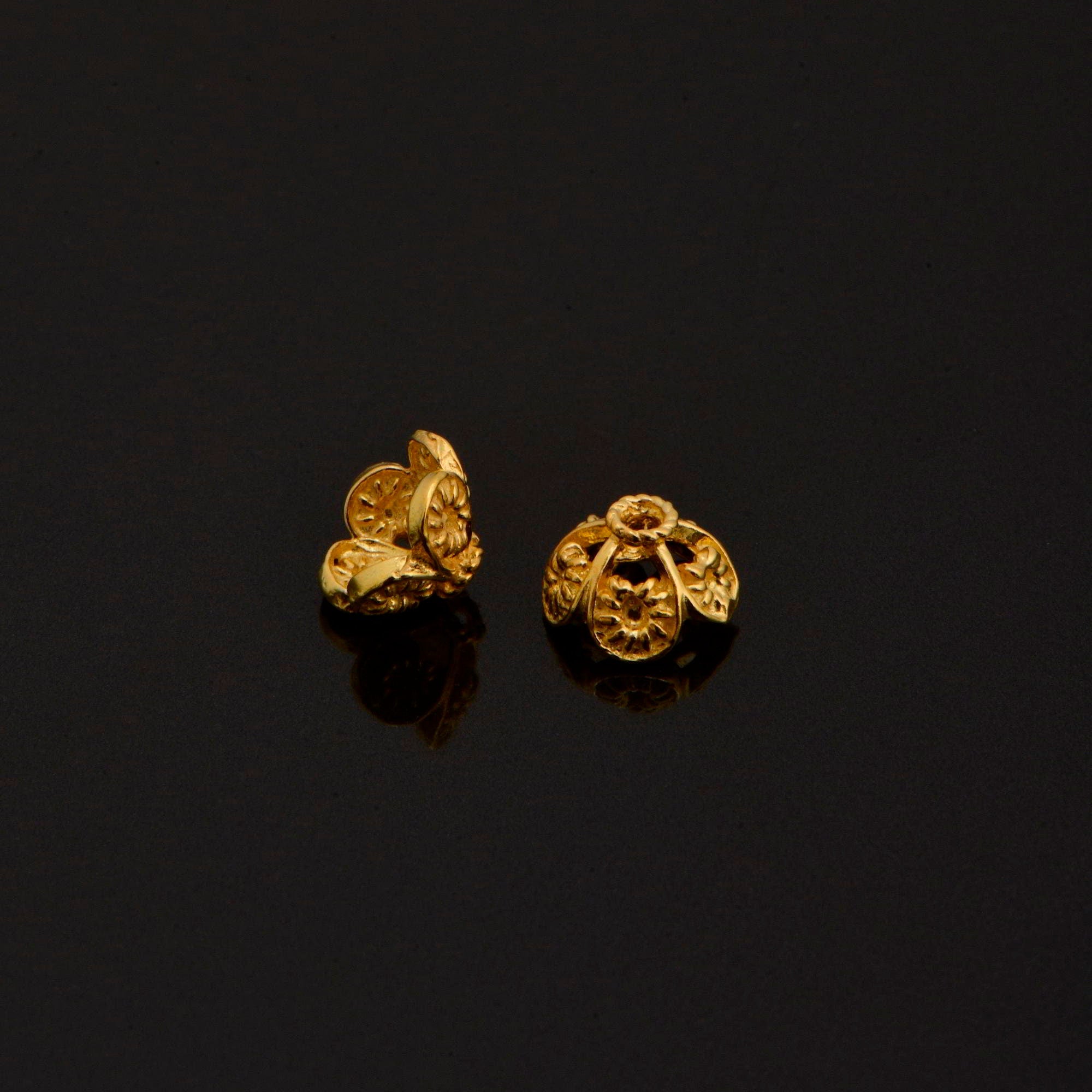 24K Gold Vermeil Filigree Bead Caps, Handmade Silver Bead Caps in 24K Gold, 925 Silver Bead Caps, Spacer Bead Caps, Jewelry Supplies, VM82