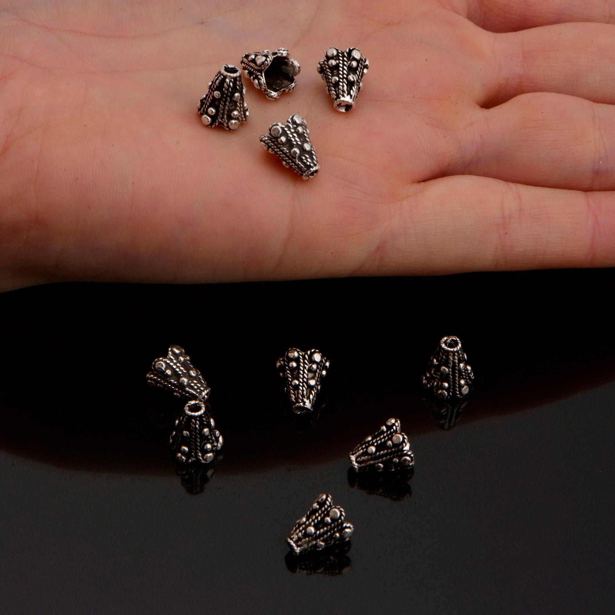 925 Sterling Silver Filigree Bead Caps, Handmade Silver Bead Caps, Solid Silver Bead Caps, Spacer Bead Caps, Jewelry Supply, M84