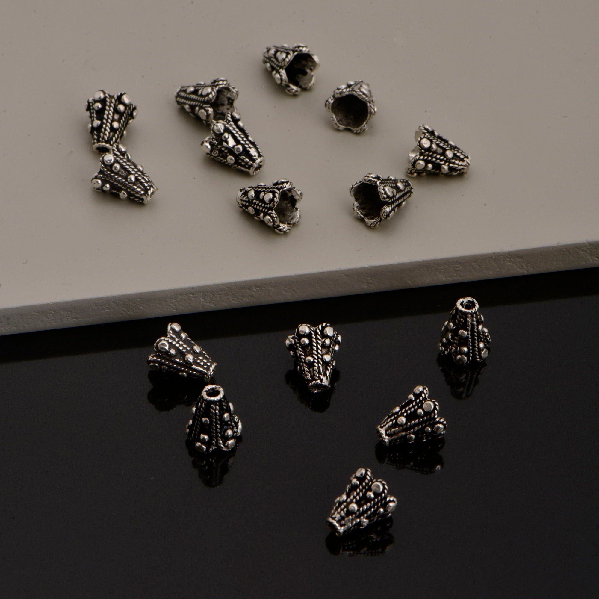 925 Sterling Silver Filigree Bead Caps, Handmade Silver Bead Caps, Solid Silver Bead Caps, Spacer Bead Caps, Jewelry Supply, M84