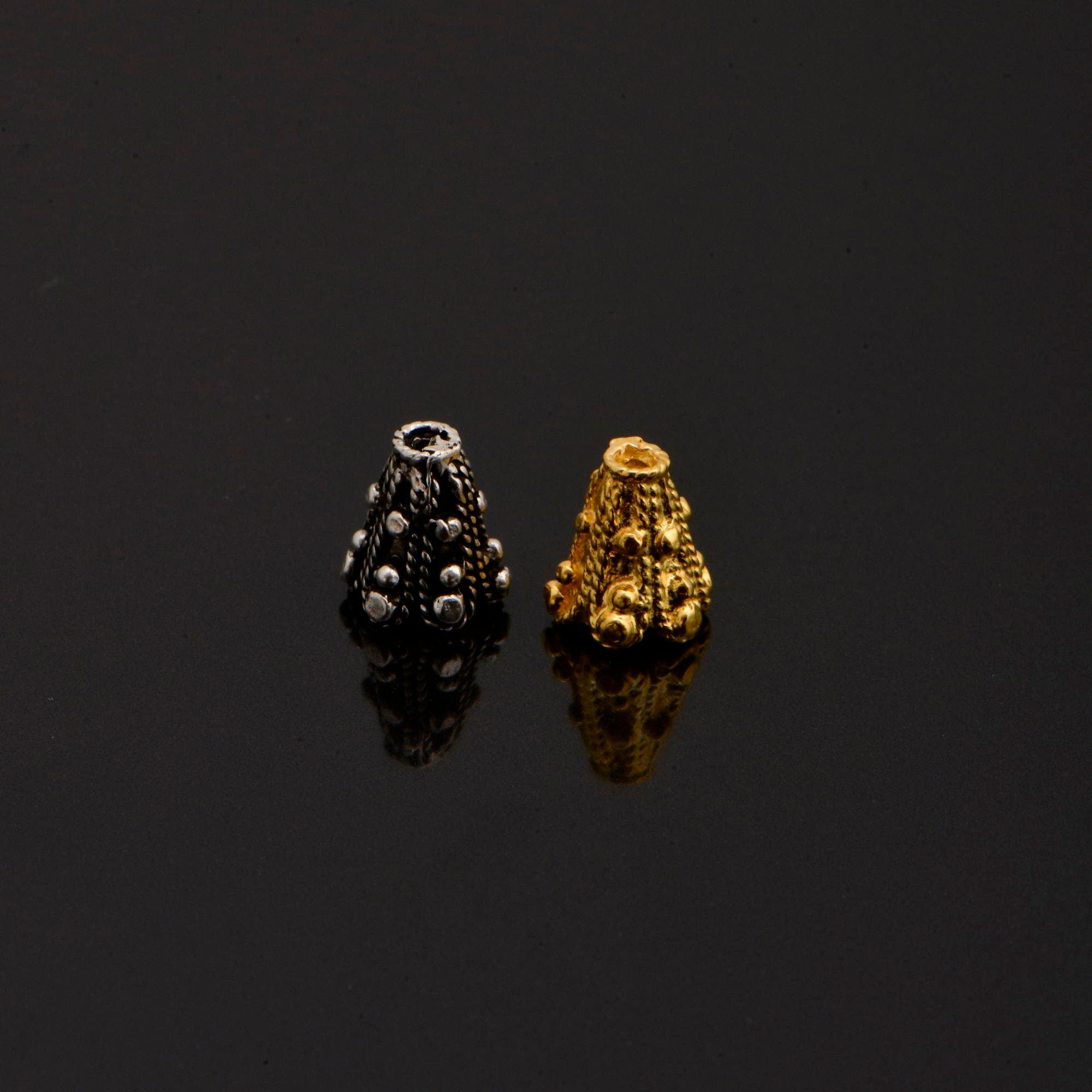 24K Gold Vermeil and 925 Silver Filigree Bead Caps, HandmadeBead Caps, Bead Caps, Spacer Bead Caps, Jewelry Supplies, M/VM84