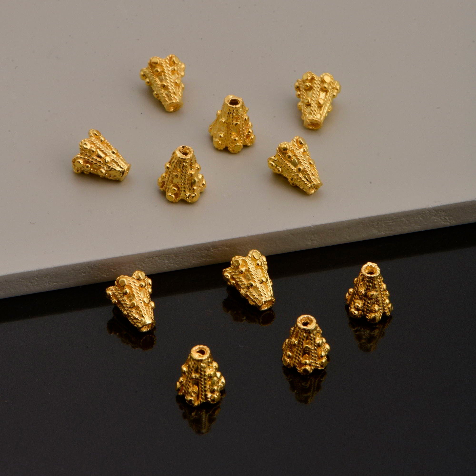 24K Gold Vermeil and 925 Silver Filigree Bead Caps, HandmadeBead Caps, Bead Caps, Spacer Bead Caps, Jewelry Supplies, M/VM84