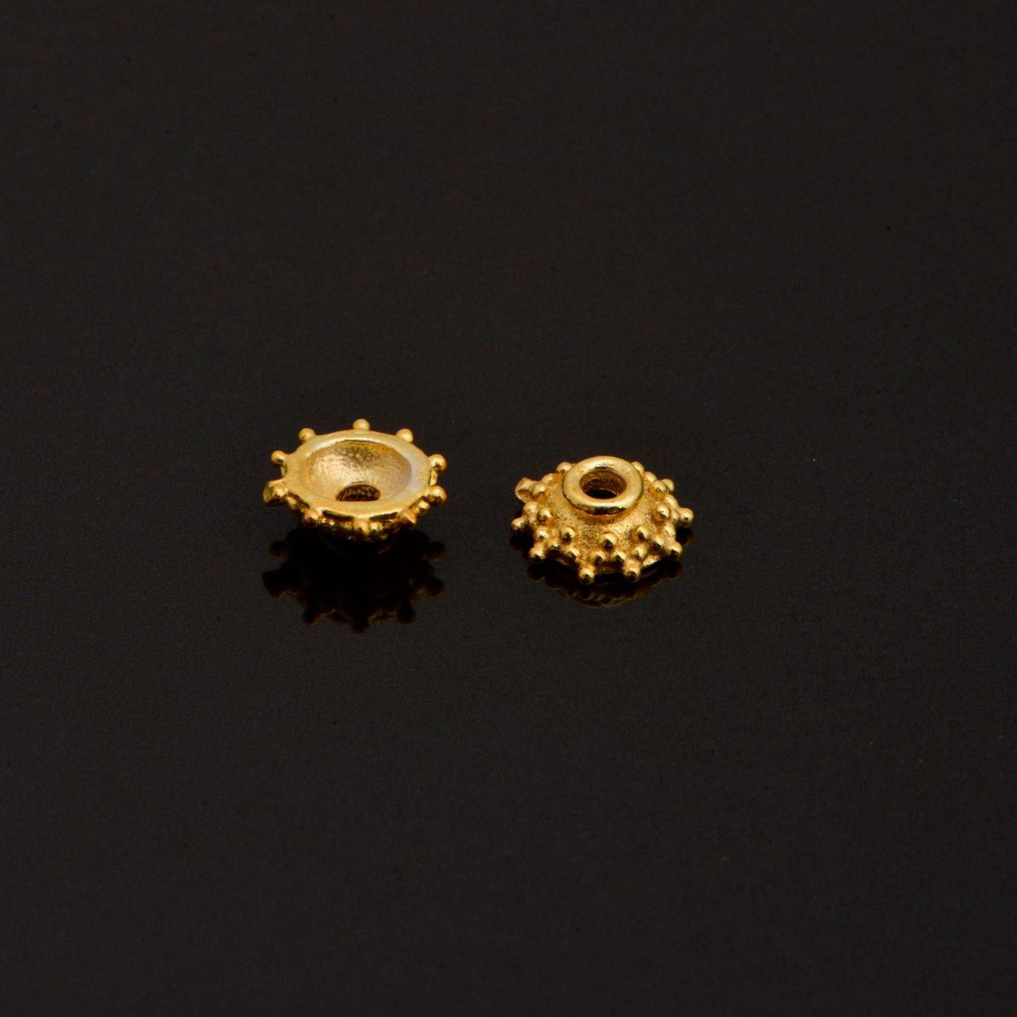 24K Gold Vermeil Filigree Bead Caps, Handmade Silver Bead Caps in 24K Gold, 925 Silver Bead Caps, Spacer Bead Caps, Jewelry Supplies, VM88
