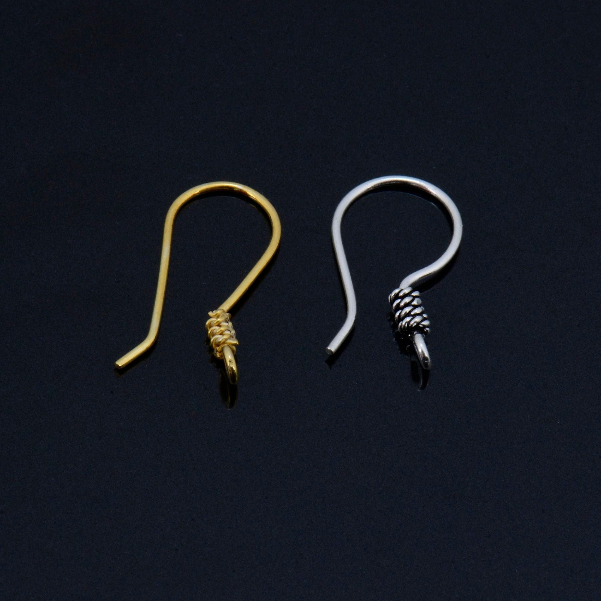 24K Gold Vermeil and 925 Silver Earrings, Plated Earring Hooks, Helix Earrings, Earring Making Supply, Jewelry Making Findings, M45/VM45