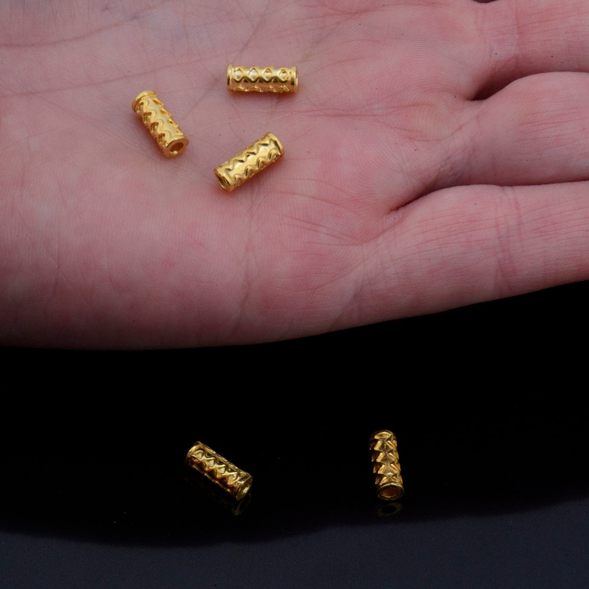 24K Gold Vermeil & 925 Silver Tube Beads, Gold Plated Tribal Tube Beads, Silver Spiral Tube Beads, Tube Beads For Jewelry Making, VM/M18