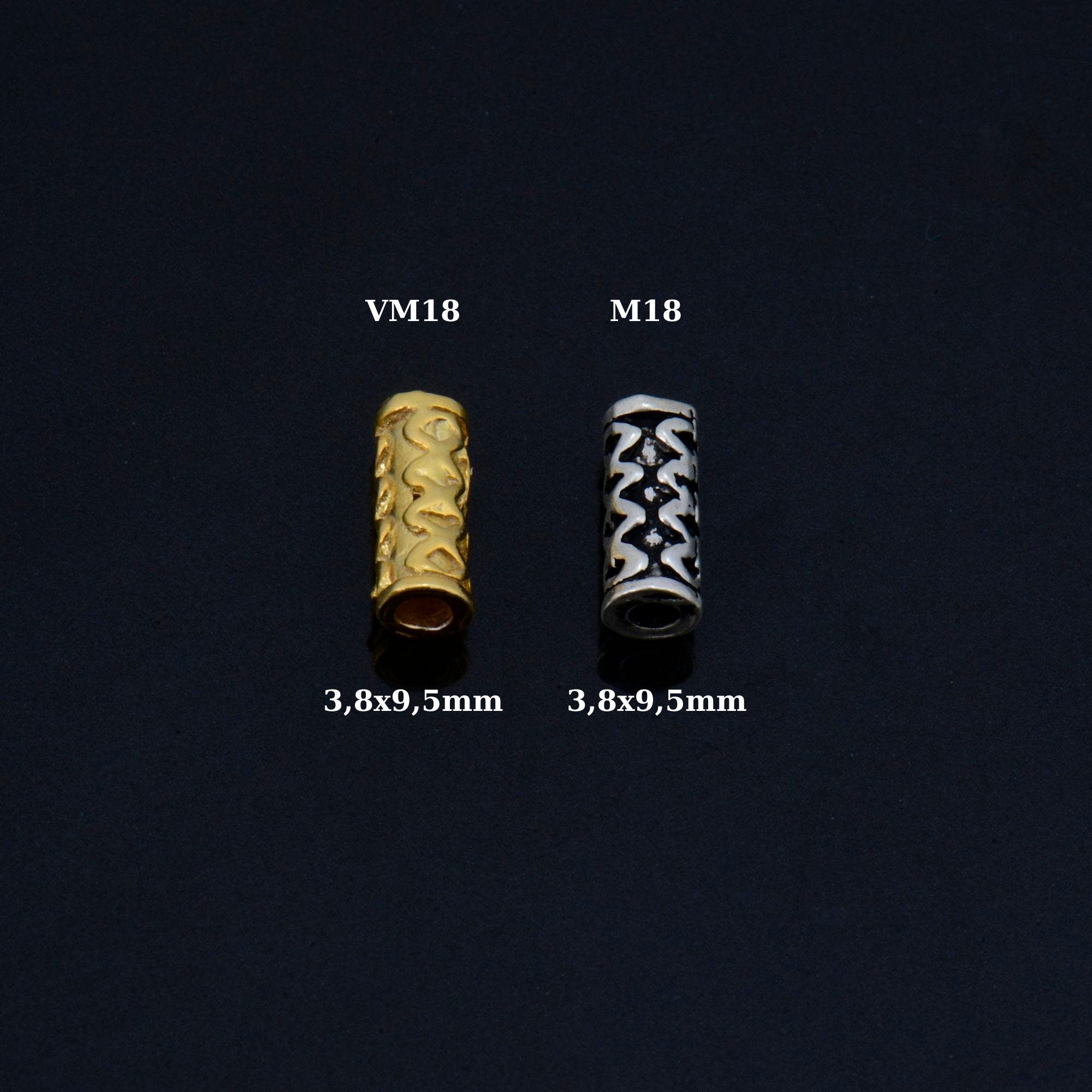 24K Gold Vermeil & 925 Silver Tube Beads, Gold Plated Tribal Tube Beads, Silver Spiral Tube Beads, Tube Beads For Jewelry Making, VM/M18