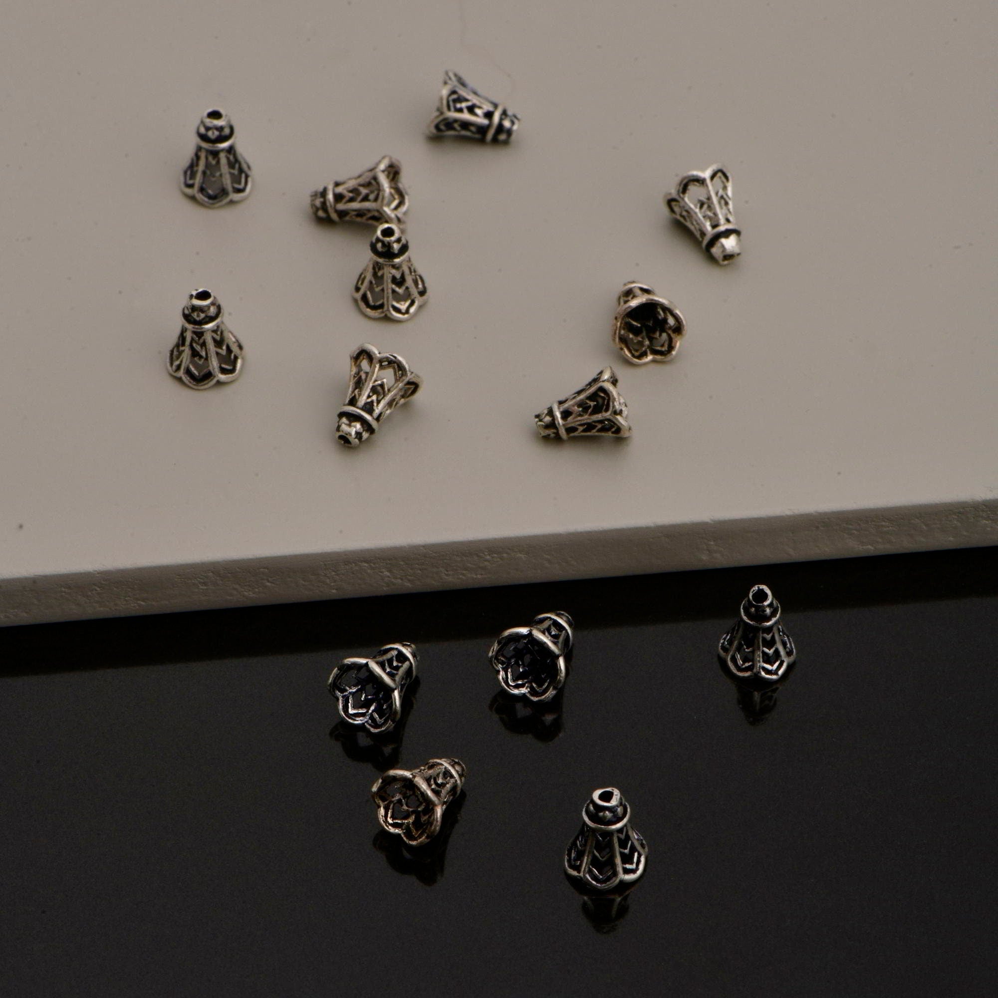 925 Sterling Silver Filigree Bead Caps, Handmade Silver Bead, Solid Silver Bead Caps, Spacer Bead Caps, Jewelry Supply, M92