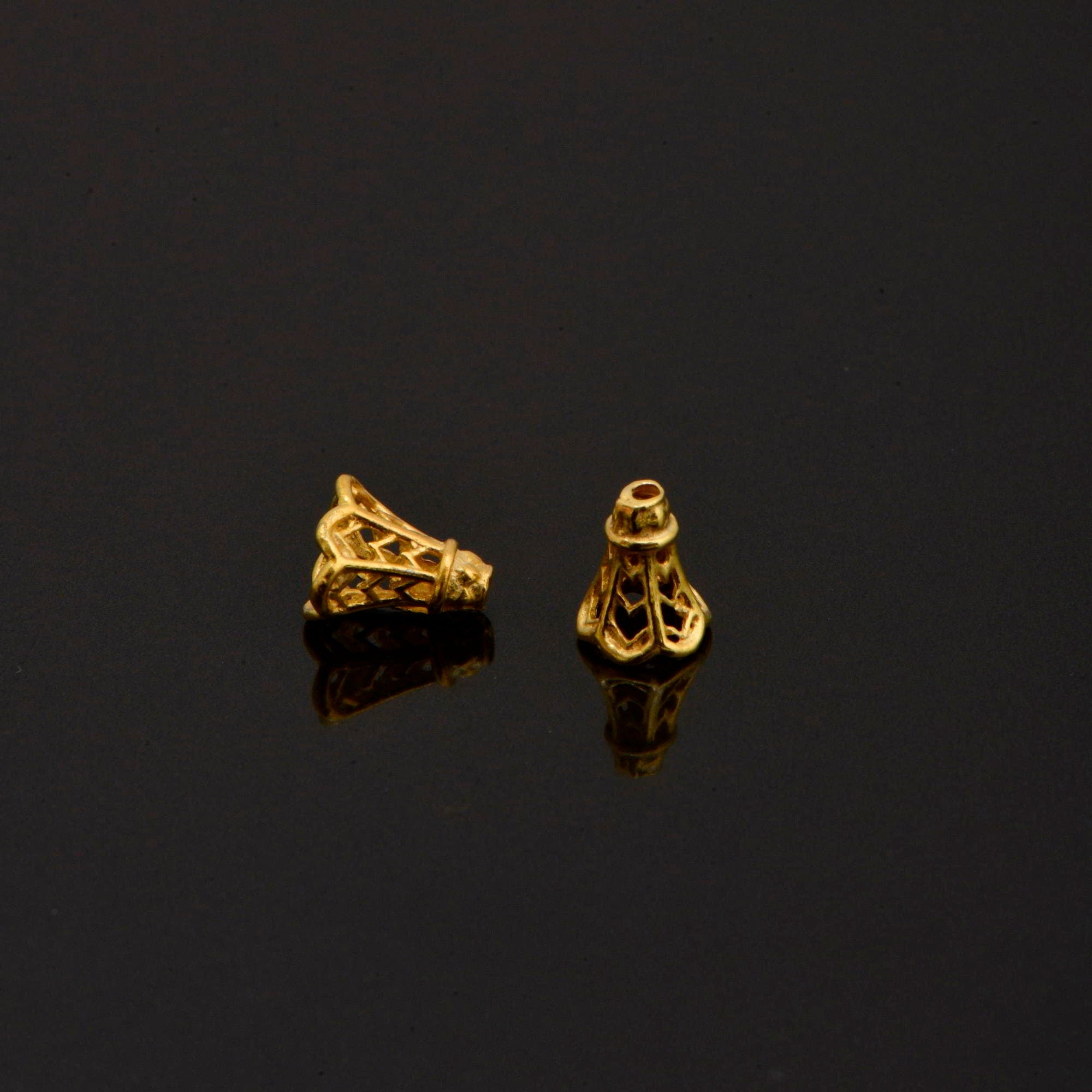24K Gold Vermeil Filigree Bead Caps, Handmade Silver Bead Caps in 24K Gold, 925 Silver Bead Caps, Spacer Bead Caps, Jewelry Supplies, VM92