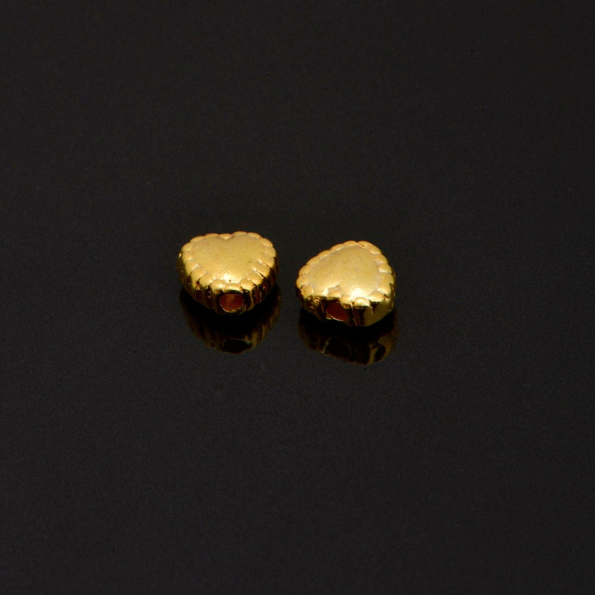 24K Gold Vermeil Heart Spacer Beads, Handmade Silver Spacer Beads in 24K Gold, 925 Silver Spacer Beads, Jewelry Supplies, VM99