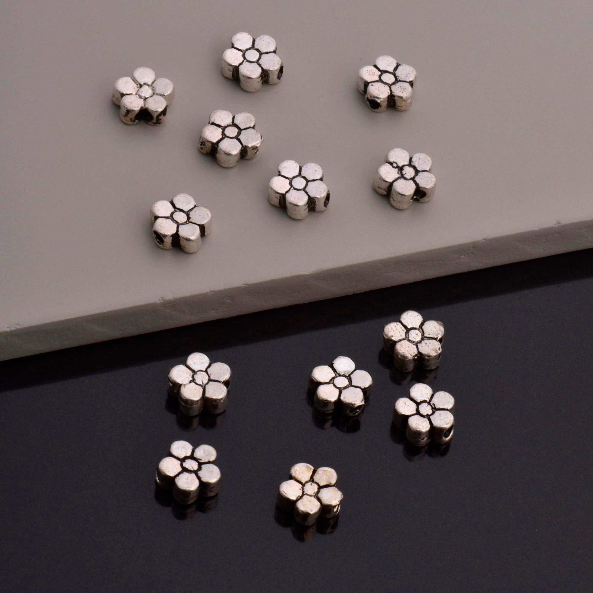 925 Sterling Silver Big Daisy Spacer Beads, Handmade Silver Spacer Beads, Solid Silver Spacer Beads, Jewelry Supply, M100