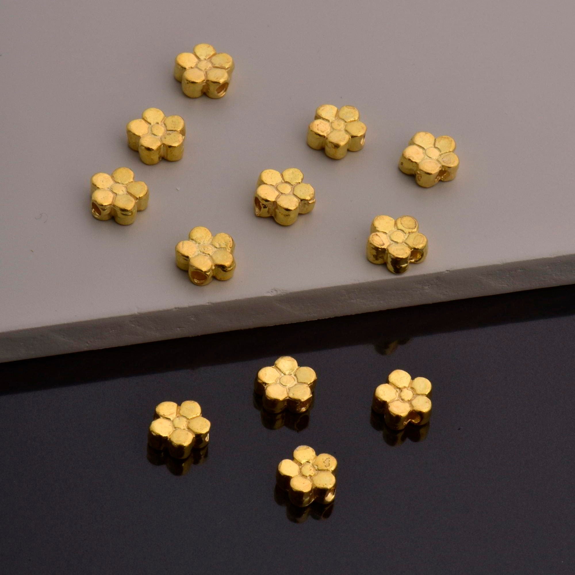 24K Gold Vermeil Big Daisy Spacer Beads, Handmade Silver Spacer Beads in 24K Gold, 925 Silver Spacer Beads, Jewelry Supplies, VM100