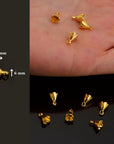 24K Gold Vermeil Peg Bail Hand Made Bead Caps for Half Drilled Beads, 925 Silver Bead Caps in 24K Gold, Jewelry Supplies, VM75