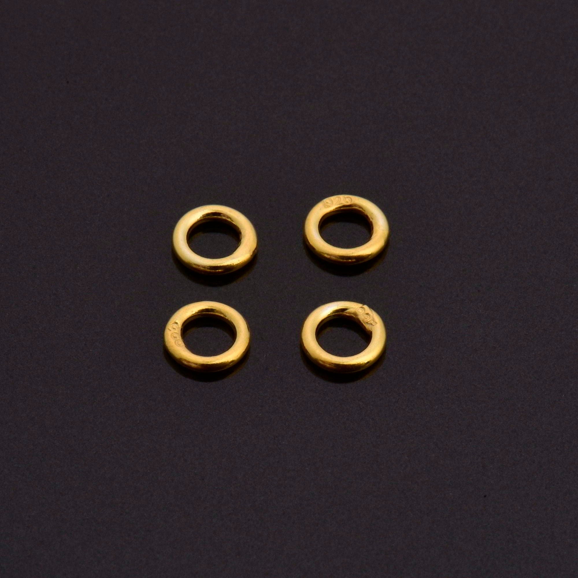 Dia 5mm & Ga.3 24K Gold Vermeil CLOSED Jump Rings, tough, High Quality in 925 Sterling Silver Jump Rings in Gold, Jewelry Findings, VM103B